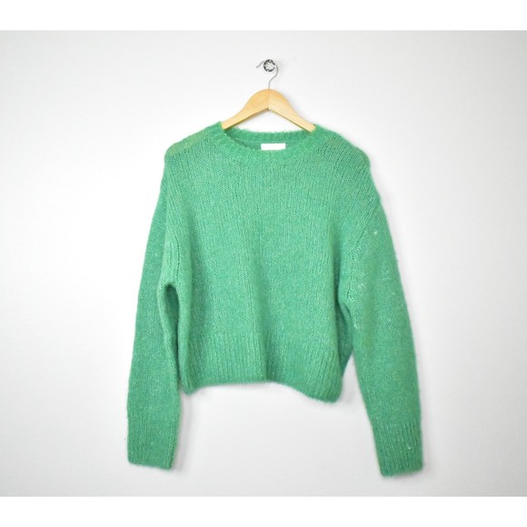 H&M Wool Alpaca Blend Sweater Size S Oversized Pullover Mint Green Fuzzy New - Picture 1 of 11